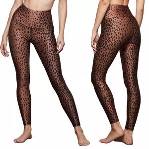 GOOD AMERICAN Core Power LEGGINGS 3  L 7/8 High Waist Cheetah Leopard Spot NEW